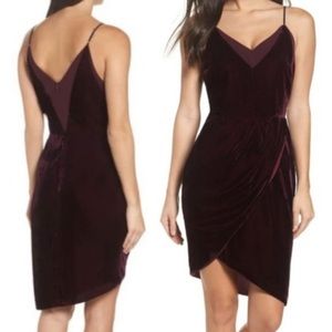 Adelyn Rae Velvet Asymmetrical Slip  Cocktail Dress